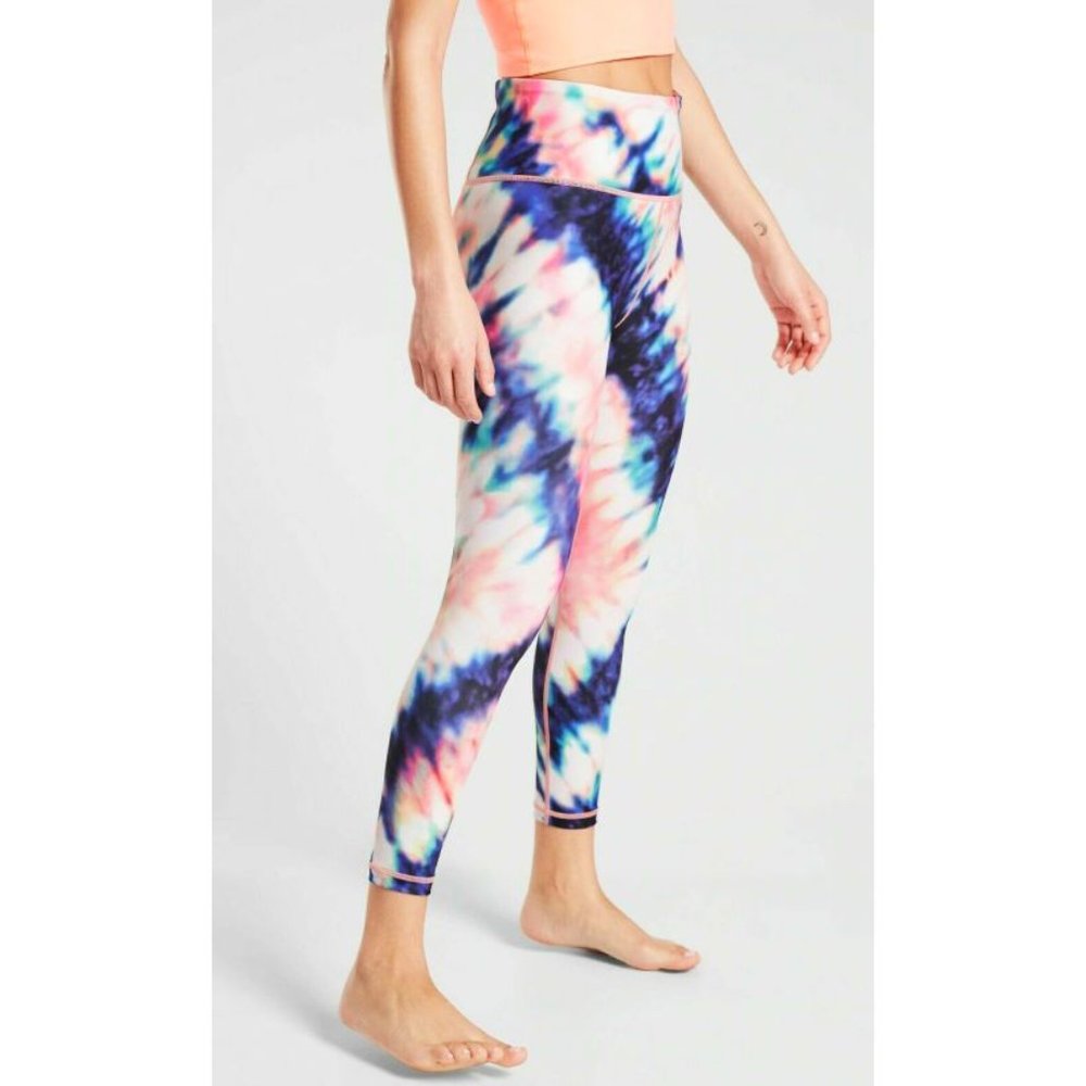 NEW Athleta Elation Tie-Dye 7/8 Tights Acid-Wash Colorful V-Back Skinny Pants XS